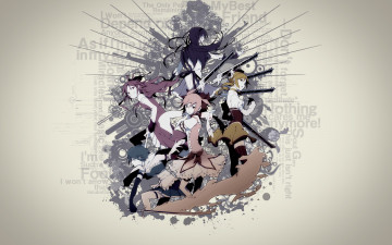 обоя аниме, mahou, shoujo, madoka, magika, девушки