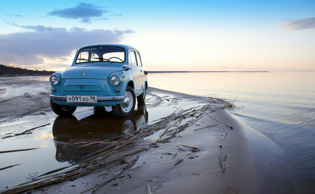 Обои картинки фото автомобили, заз, небо, машина, море