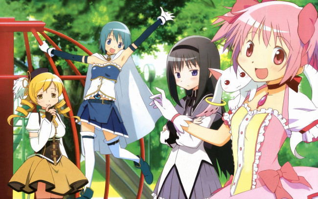Обои картинки фото аниме, mahou, shoujo, madoka, magika, девушки