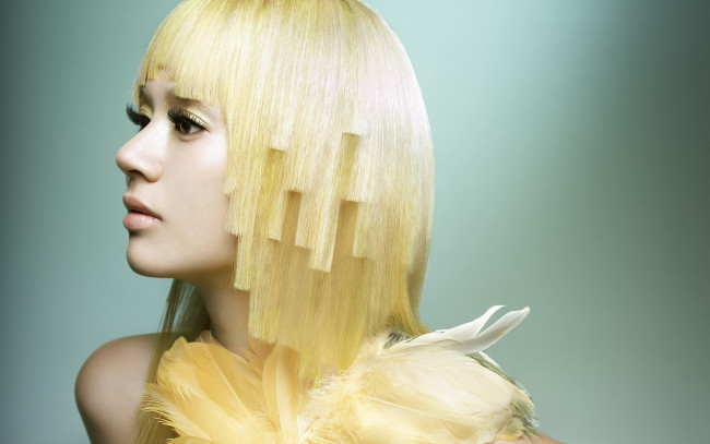 Обои картинки фото -Unsort Азиатки, девушки, unsort, азиатки, лицо, перья, прическа