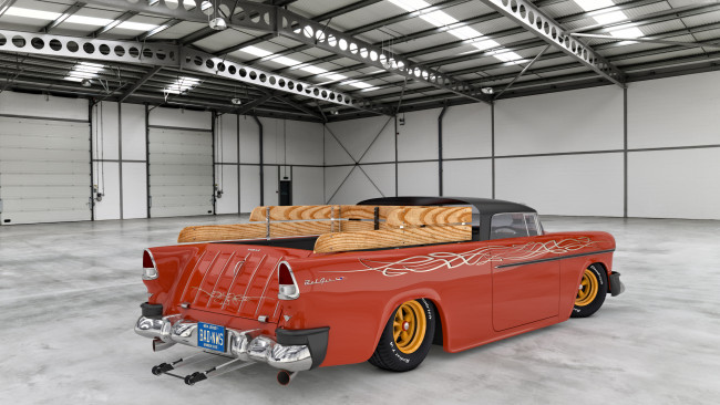 Обои картинки фото автомобили, 3д, 1955, chevrolet