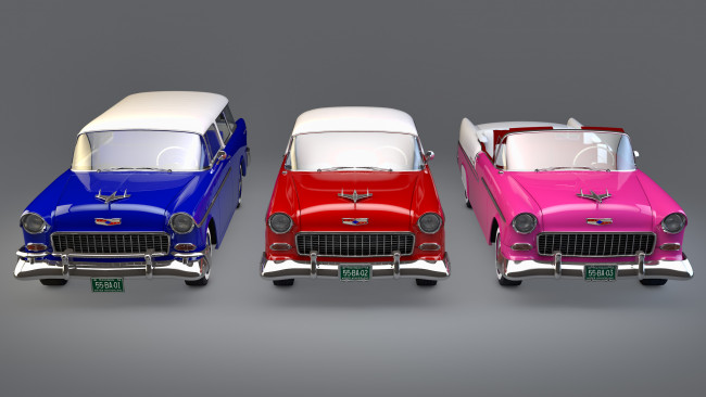 Обои картинки фото автомобили, 3д, 1955, chevrolet