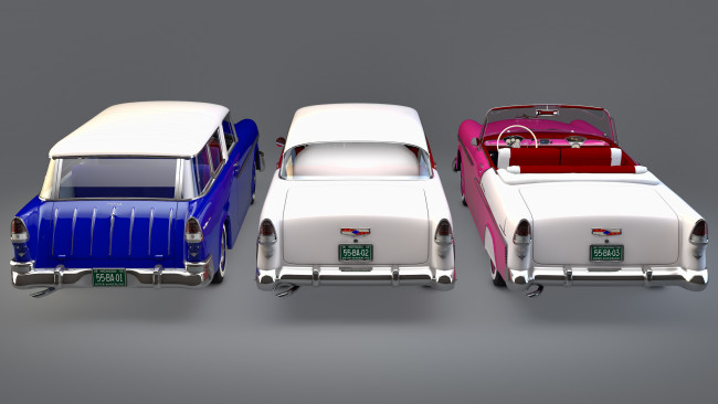 Обои картинки фото автомобили, 3д, chevrolet, 1955