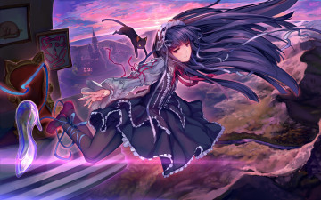 Картинка аниме idolm@ster art idolmaster замок туфелька кошка полет улыбка sajou yukimi взгляд девушка nemeko