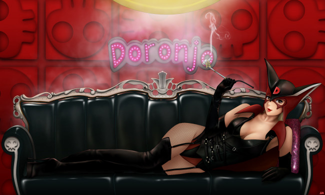 Обои картинки фото аниме, *unknown , другое, курительная, трубка, девушка, yatterman, дым, диван