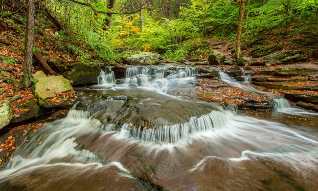 Обои картинки фото природа, водопады, водопад, река, лес