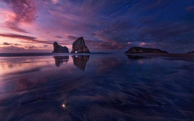 Обои картинки фото природа, побережье, скалы, берег, закат, небо, облака, море