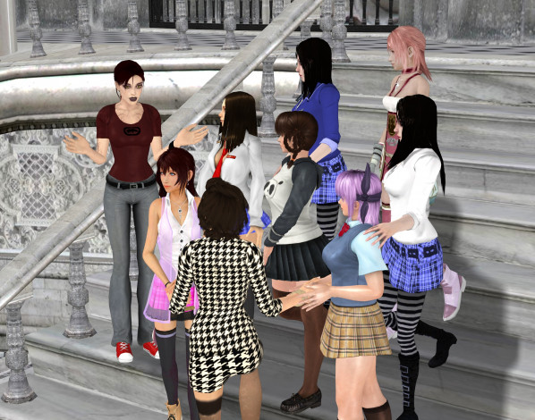 Обои картинки фото 3д графика, фантазия , fantasy, фон, взгляд, девушки