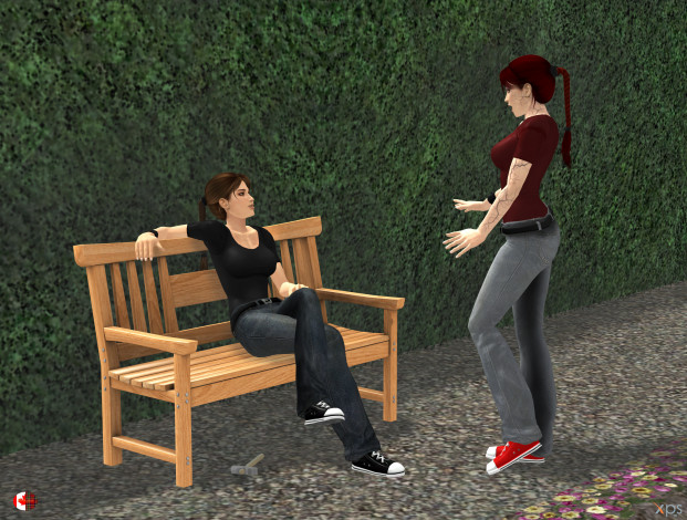 Обои картинки фото 3д графика, фантазия , fantasy, фон, взгляд, девушки