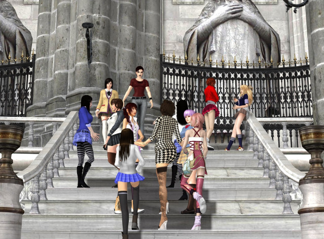 Обои картинки фото 3д графика, фантазия , fantasy, фон, взгляд, девушки