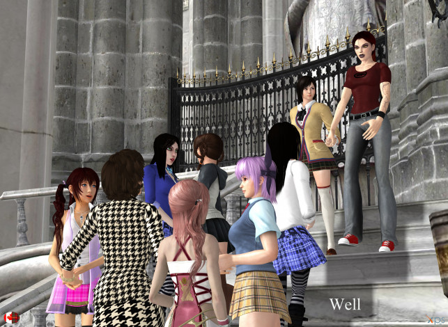 Обои картинки фото 3д графика, фантазия , fantasy, фон, взгляд, девушки