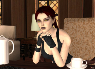 обоя 3д графика, люди , people, девушка, фон, взгляд