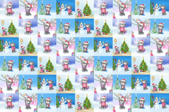 Картинка праздничные векторная+графика+ новый+год кошки елка