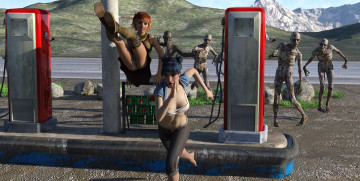 Картинка 3д+графика фантазия+ fantasy взгляд девушка зомби фон