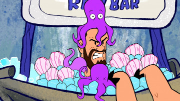 Картинка мультфильмы the+flintstones мужчина лицо осьминог ракушка