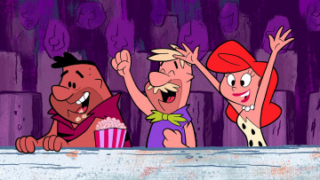 Картинка мультфильмы the+flintstones мужчина женщина овации попкорн эмоции