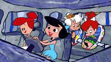 Картинка мультфильмы the+flintstones женщина дети разговор