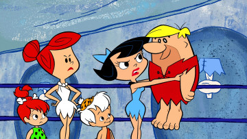 Картинка мультфильмы the+flintstones женщина дети мужчина эмоции
