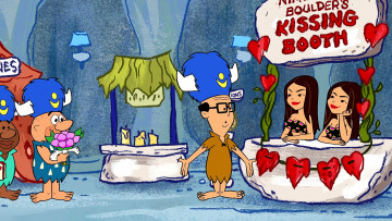 Картинка мультфильмы the+flintstones женщина мужчина сердце цветы