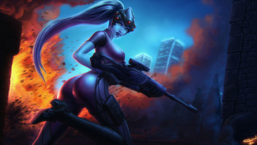 Картинка видео+игры overwatch фон взгляд девушка