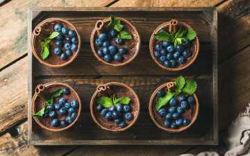 Картинка еда мороженое +десерты черника ягоды какао маскарпоне мята