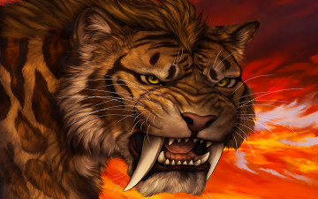 Картинка рисованное животные +тигры взгляд