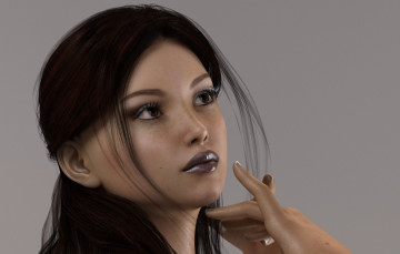 Картинка 3д+графика портрет+ portraits фон взгляд девушка