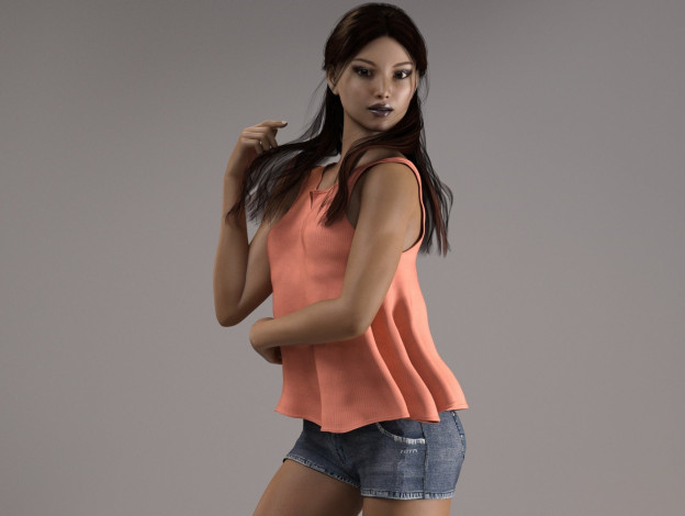 Обои картинки фото 3д графика, люди , people, фон, взгляд, девушка