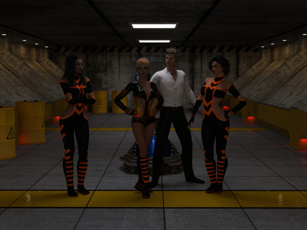 Обои картинки фото 3д графика, люди , people, взгляд, парень, фон, девушки