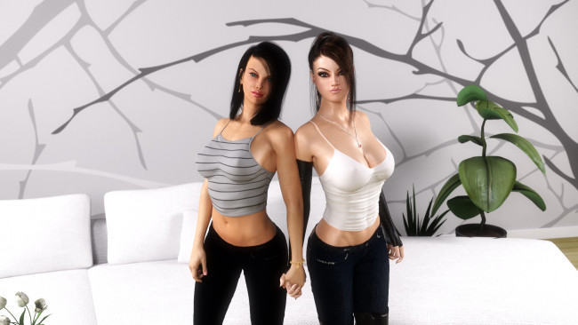 Обои картинки фото 3д графика, люди , people, фон, девушки, взгляд