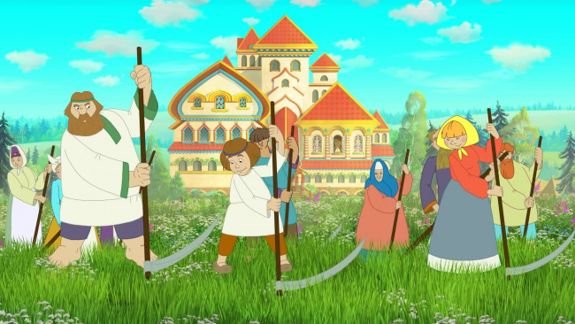 Обои картинки фото иван царевич и серый волк 3, мультфильмы, работа, люди, коса, дом, природа, мужчина