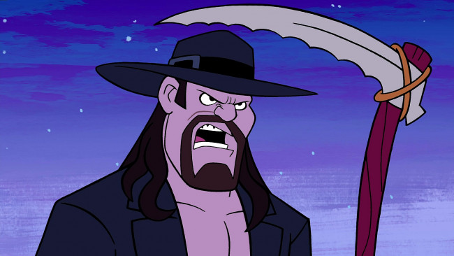 Обои картинки фото мультфильмы, the flintstones, мужчина, коса, шляпа