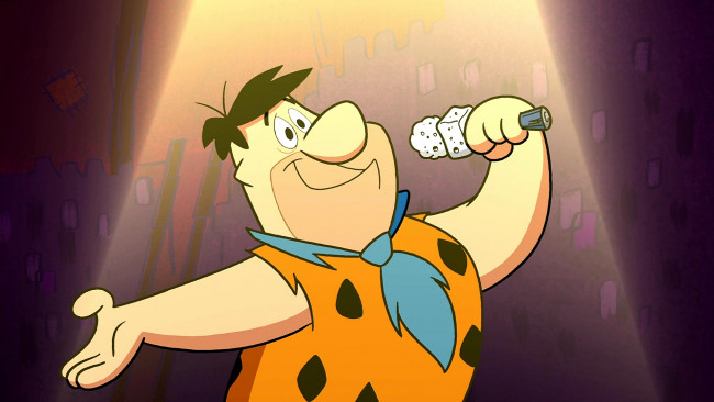 Обои картинки фото мультфильмы, the flintstones, мужчина, микрофон, галстук