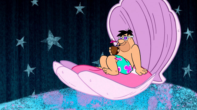 Обои картинки фото мультфильмы, the flintstones, мужчина, очки, ракушка, звезда