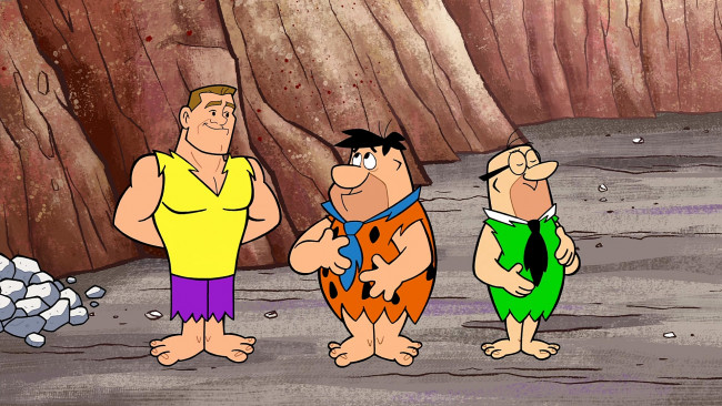 Обои картинки фото мультфильмы, the flintstones, мужчина, трое