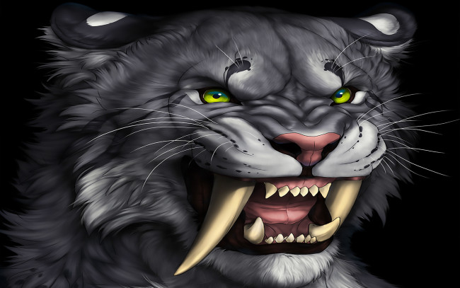 Обои картинки фото рисованное, животные,  тигры, взгляд