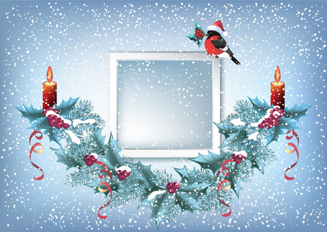 Обои картинки фото праздничные, векторная графика , новый год, снегири, гирлянда, новый, год, графика