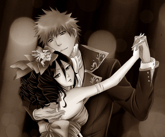 Обои картинки фото аниме, bleach, рукия, ичиго