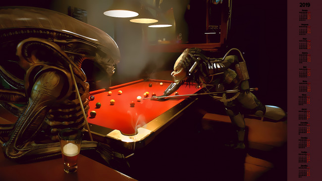 Обои картинки фото календари, фэнтези, бильярд, существо