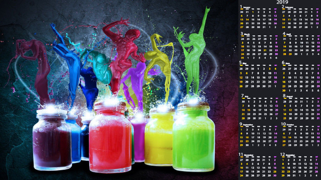 Обои картинки фото календари, компьютерный дизайн, краска, банка