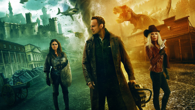 Обои картинки фото the last sharknado,  it`s about time , 2018, кино фильмы, -unknown , другое, как, раз, вовремя, фантастика, последний, акулий, торнадо, the, last, sharknado, its, about, time, триллер