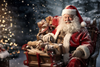 Картинка праздничные дед+мороз +санта+клаус санта улыбка сани