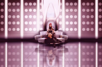 обоя видео игры, final fantasy xiii, девушка, меч, трон