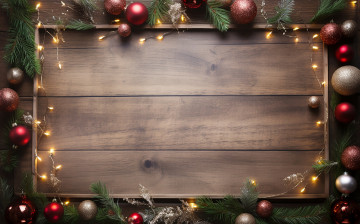 Картинка праздничные шары гирлянда шарики ветки еловые