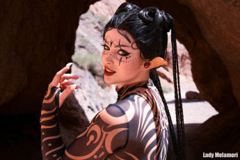 обоя девушки, мария давыдова , lady melamori, образ, косплей, наряд, косы, ушки, орнамент, скалы