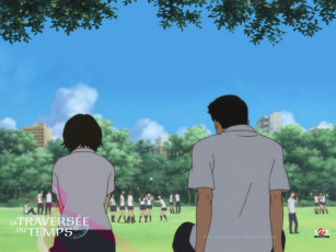 обоя аниме, girl, who, cut, time