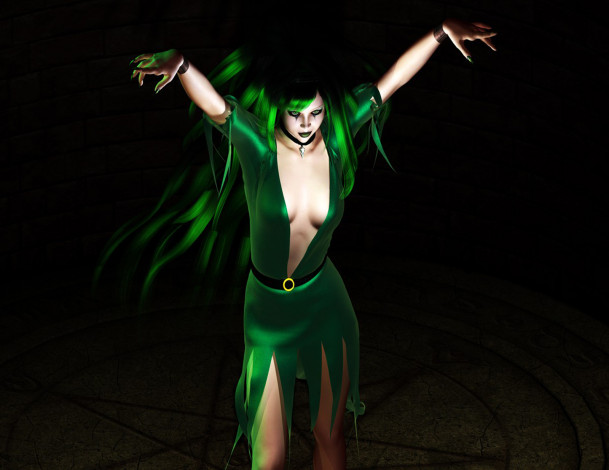 Обои картинки фото 3д, графика, people, люди, фон, платье, девушка