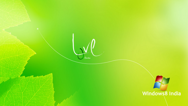 Обои картинки фото компьютеры, windows, 8, зелёный, листья