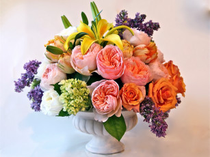 Картинка цветы букеты композиции розы букет сирень