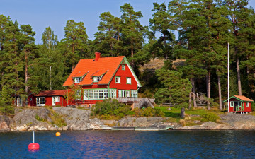 Картинка швеция стокгольм города дом река